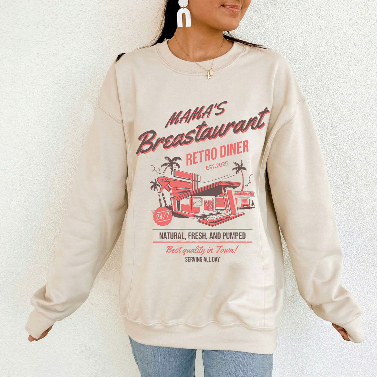Mama's Breastaurant Breastfeeding Retro Sweatshirt