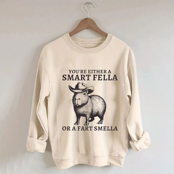 Retro Smart Fella Capybara 90s Nursing Sweatshirt