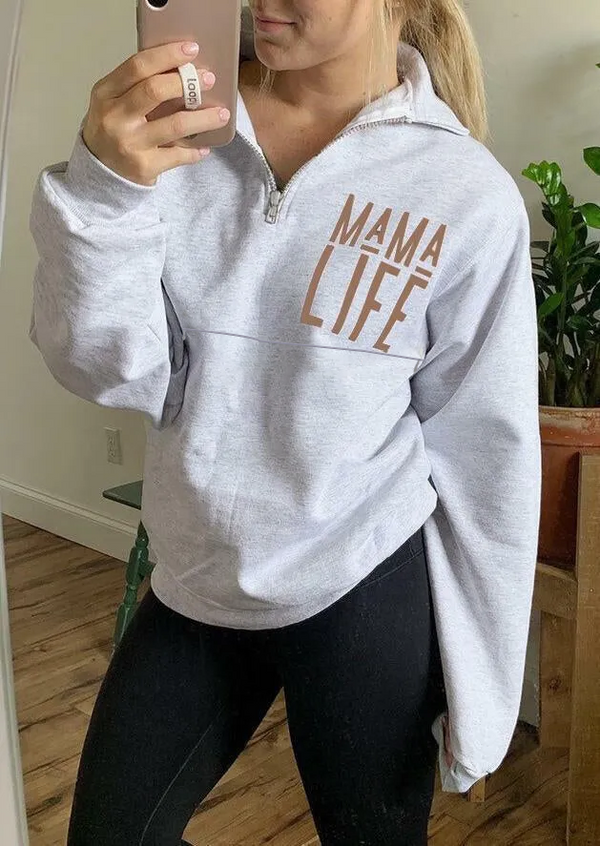 Mama Life Nursing Friendly Zip Sweatshirt