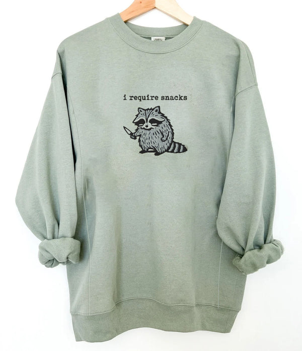I Require Snacks Embroidered Nursing Sweatshirt