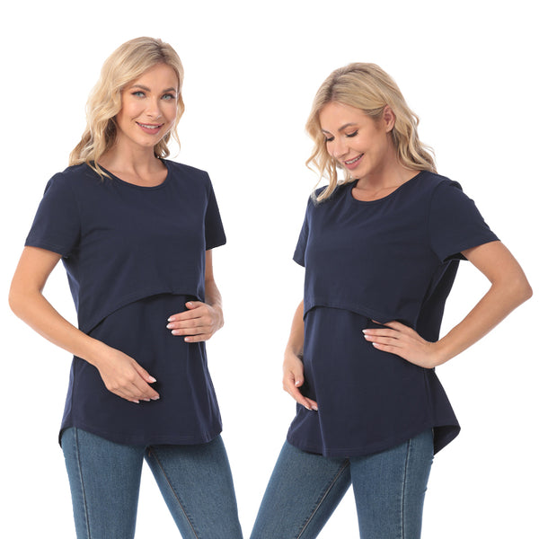 Maternity Solid Color Nursing T-shirt