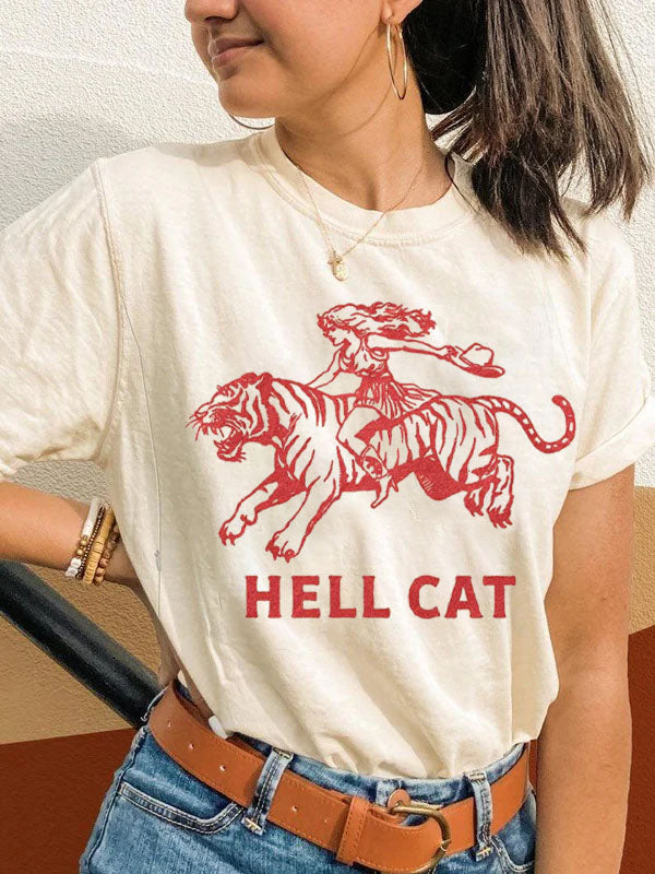 Vintage Cowgirl Hell Cat Nursing T-shirt