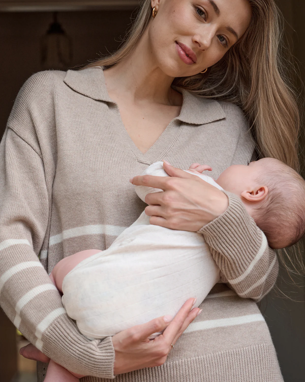 Striped Side-Button Maternity & Nursing Sweater
