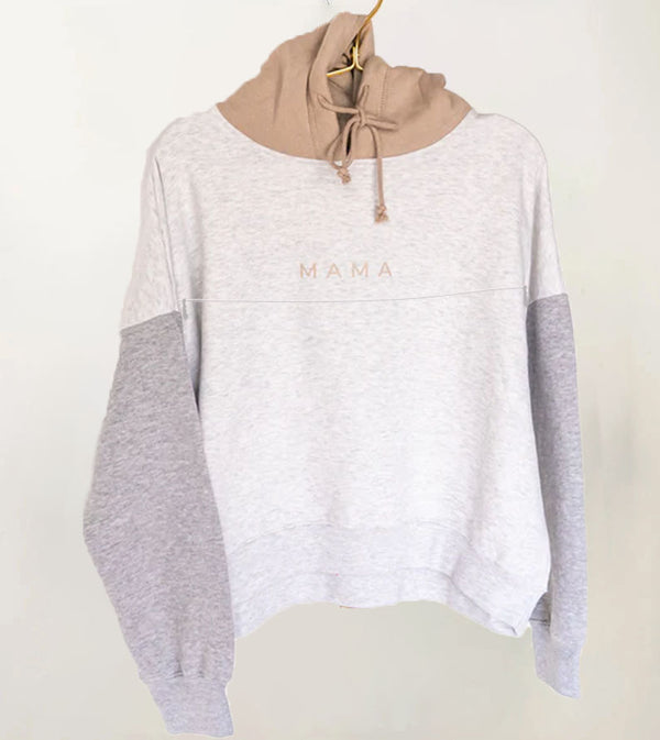 Mama Colorblock Cropped Nursing Hoodie