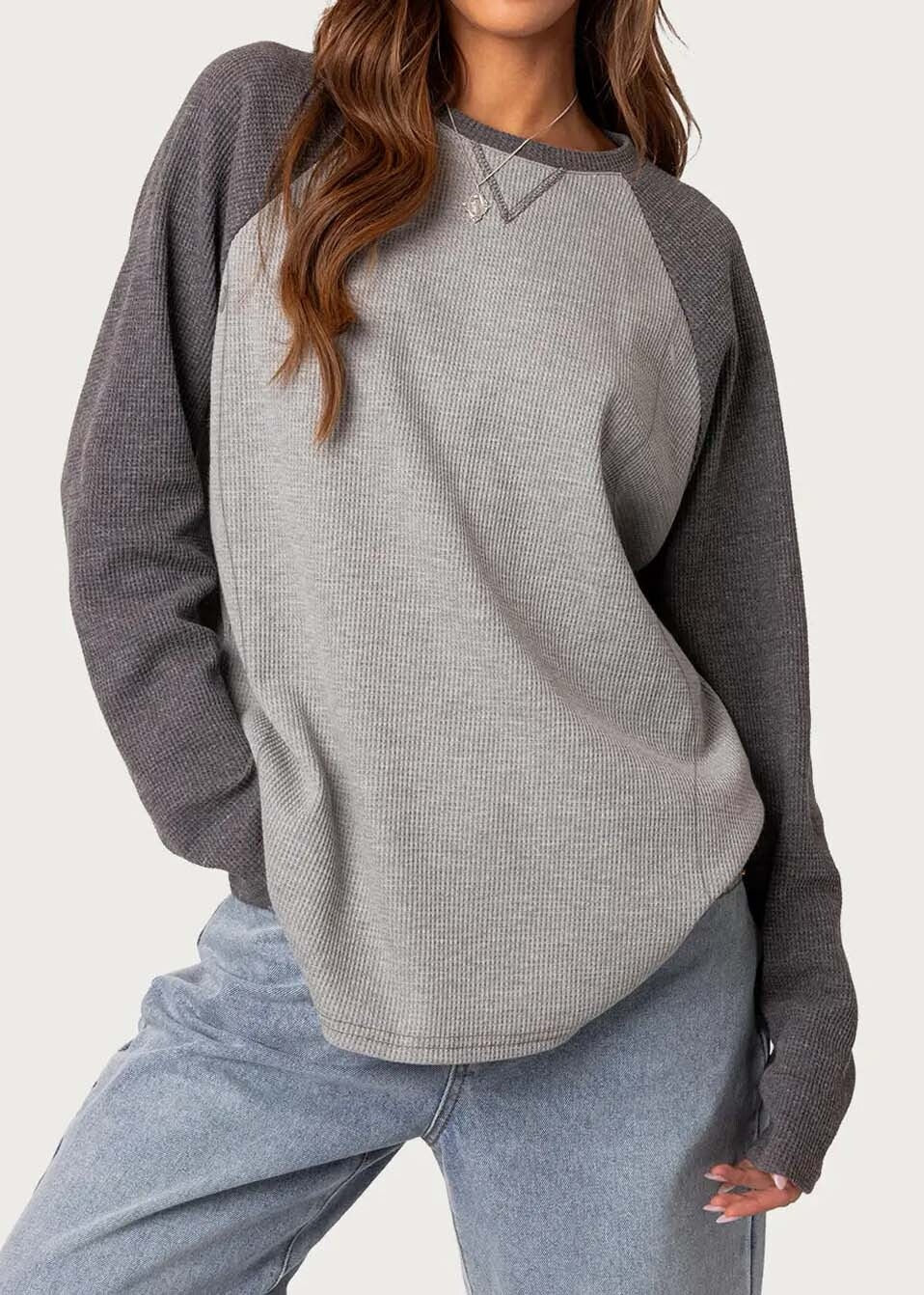Raglan Waffle Knit Nursing Sweatshirt