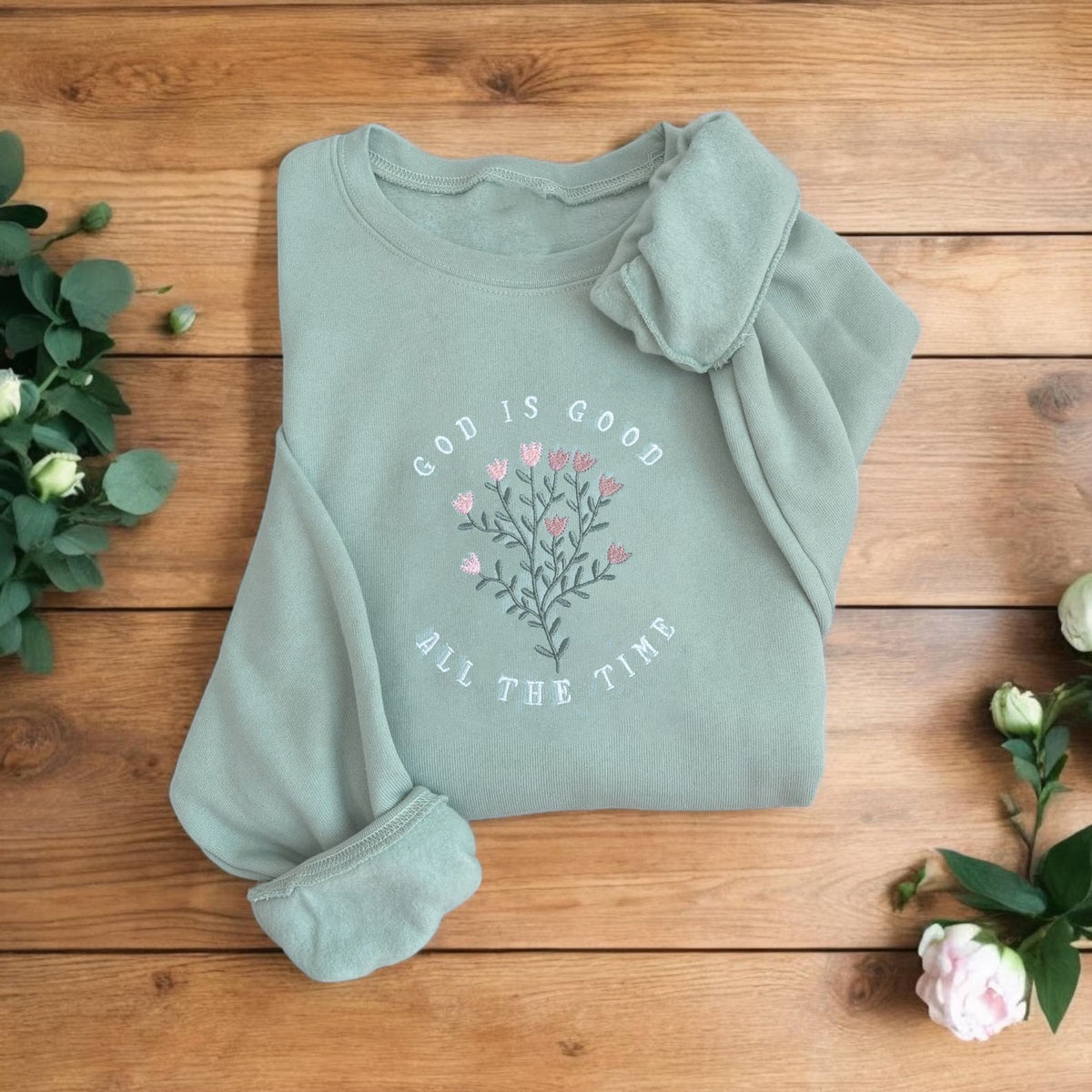 God Is Good Floral Embroidered Nursing Sweatshirt