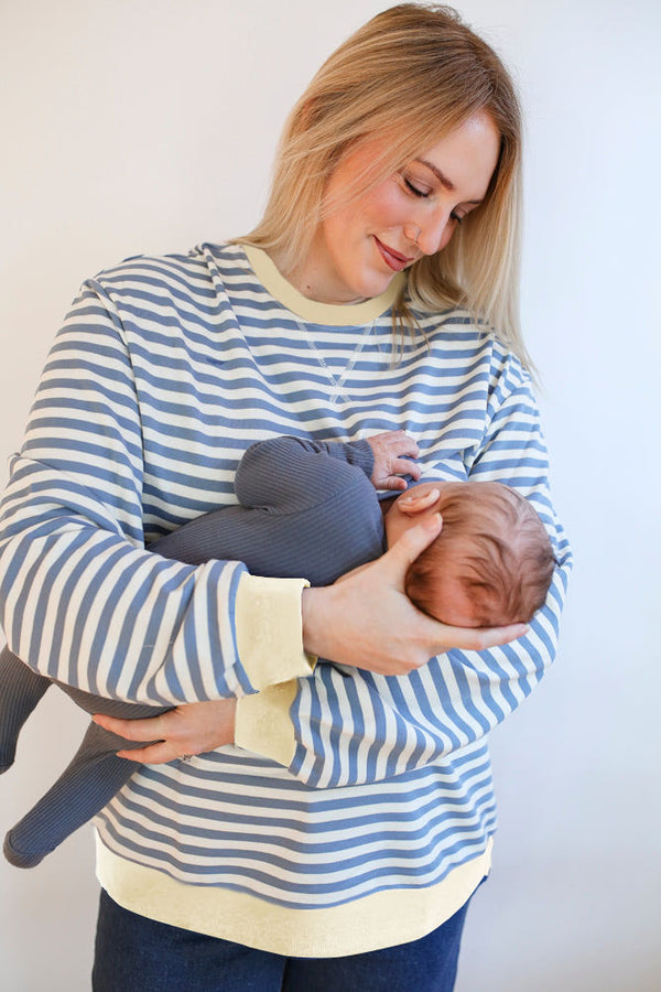 Relaxed Fit Striped Nursing Breastfeeding Sweatshirt