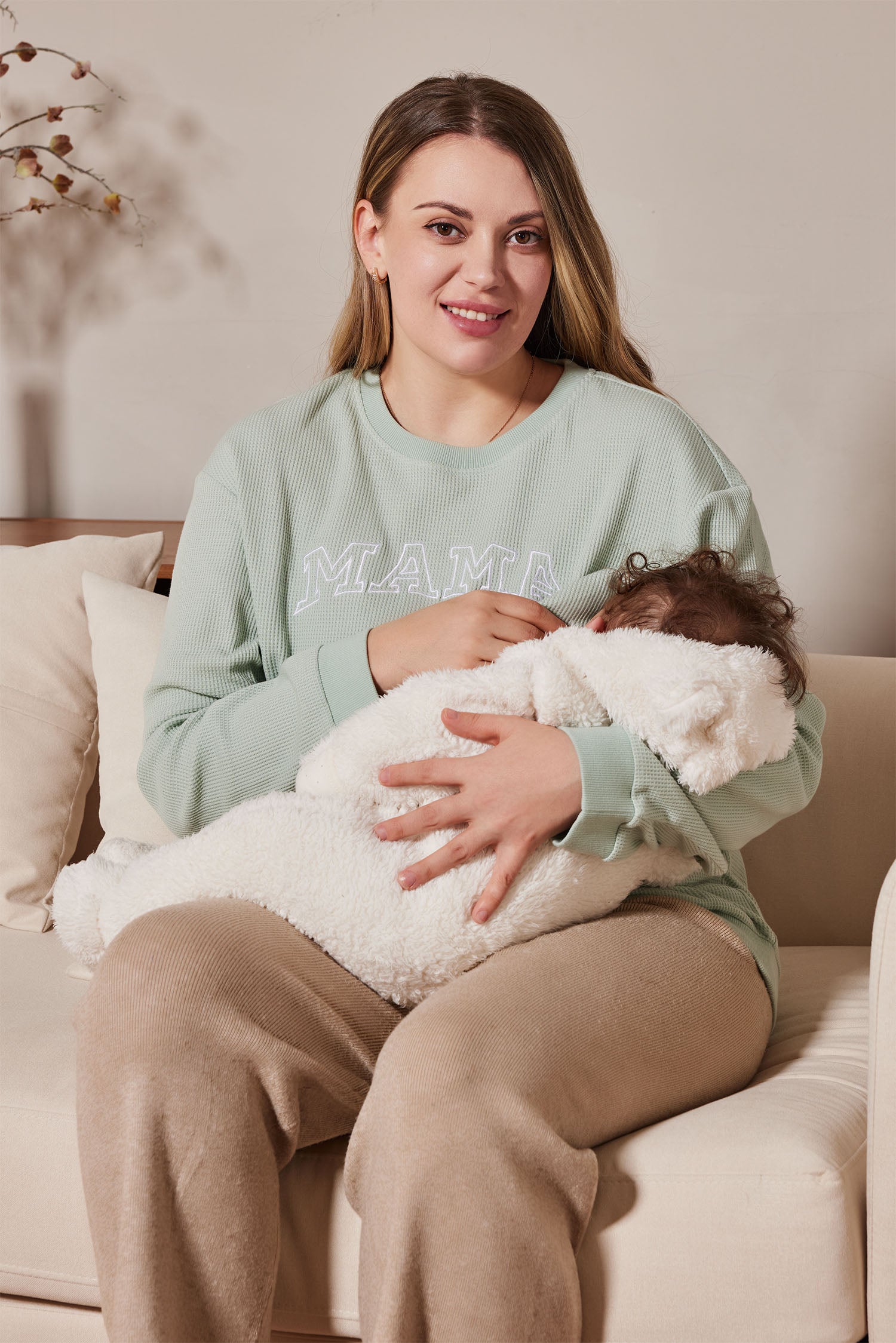 Waffle Knit Mama With Zippers Breastfeeding Sweatshirt – Giftifymama