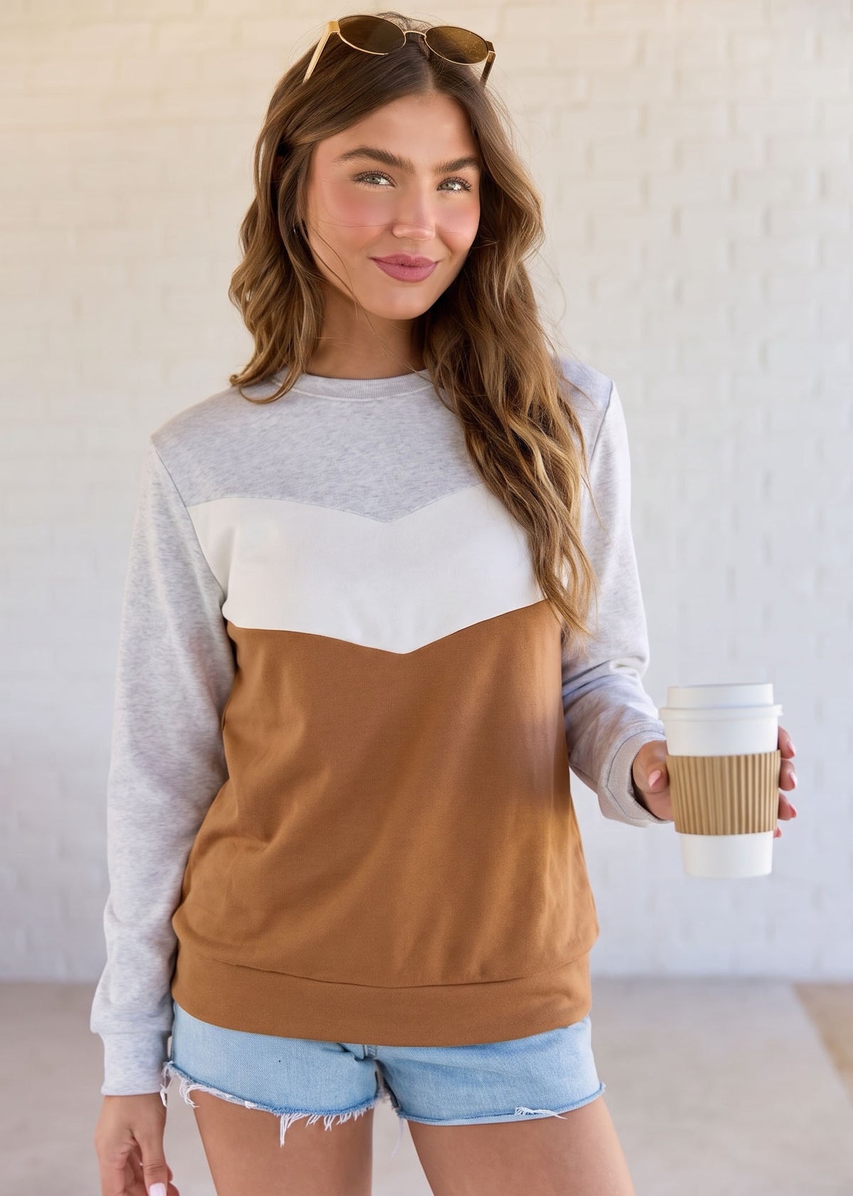 Mama Solid Color Patchwork Nursing Sweatshirt