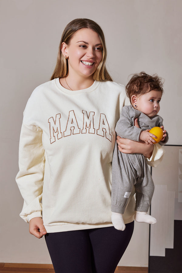 Corded Embroidered Mama Nursing Sweatshirt