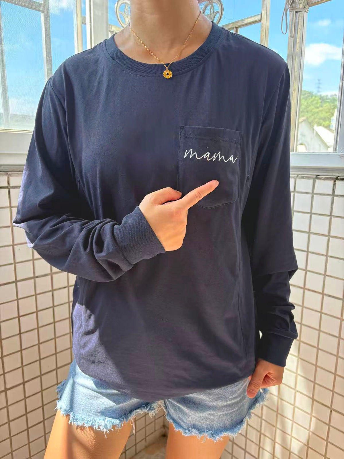 Pocket Mama Long Sleeve Nursing Tee