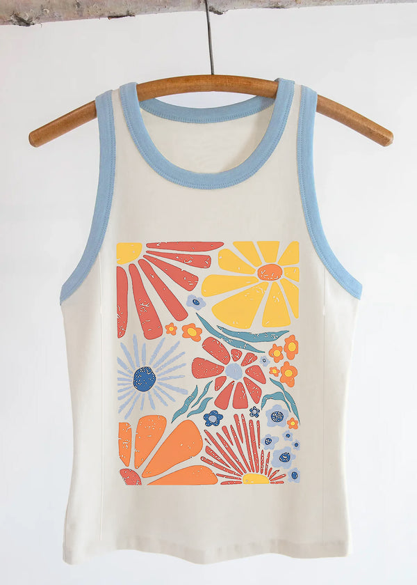 Floral Nursing Ringer Tank Top