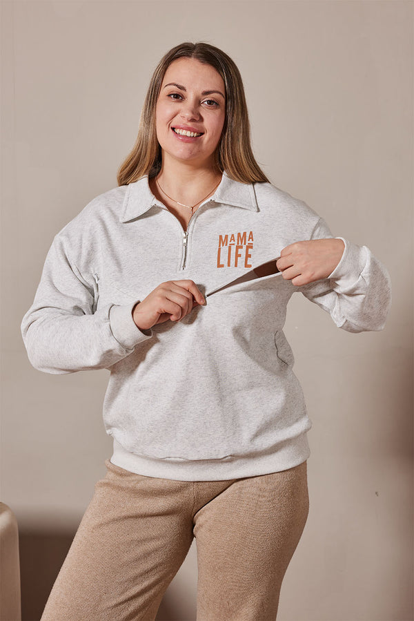 Mama Life Nursing Friendly Zip Sweatshirt