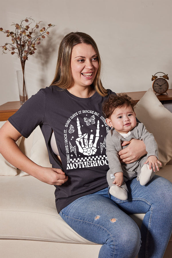 Funny Motherhood Skull Nursing T-shirt