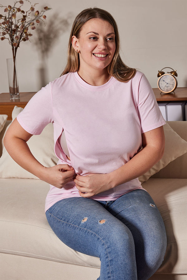 Solid Zipper Nursing T-shirt