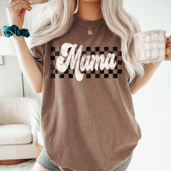 Retro Checkered Mama Nursing T-shirt - Giftifymama