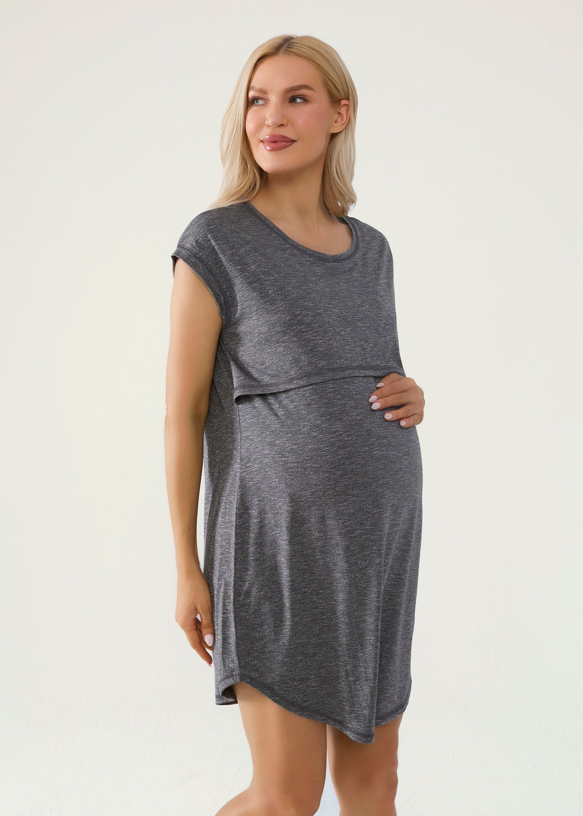 Granite Cap-Sleeve Lounge Dress