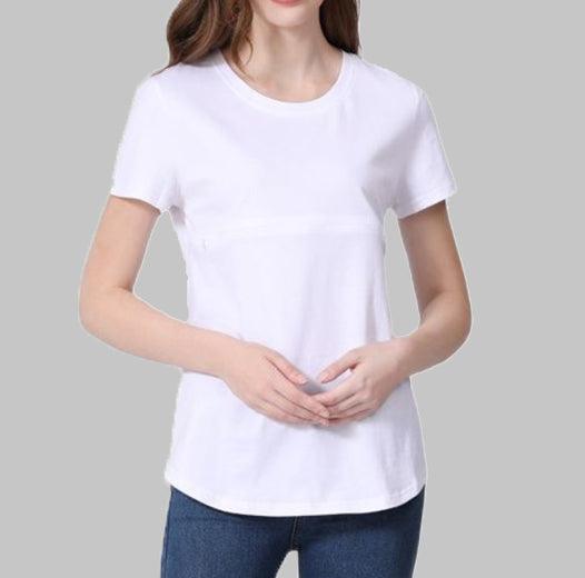 Chest Zipper Cotton Nursing T-shirt - Giftifymama