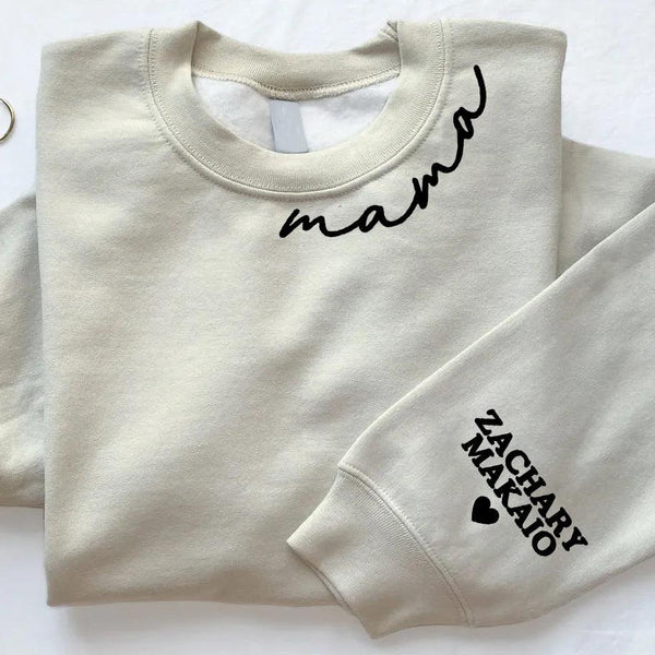 Personalized Mama with Kid Names on Sleeve Sweatshirt - Giftifymama