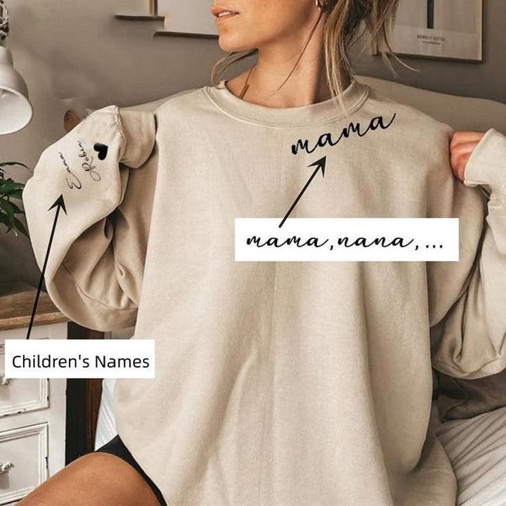 Personalized Mama with Kid Names on Sleeve Sweatshirt - Giftifymama