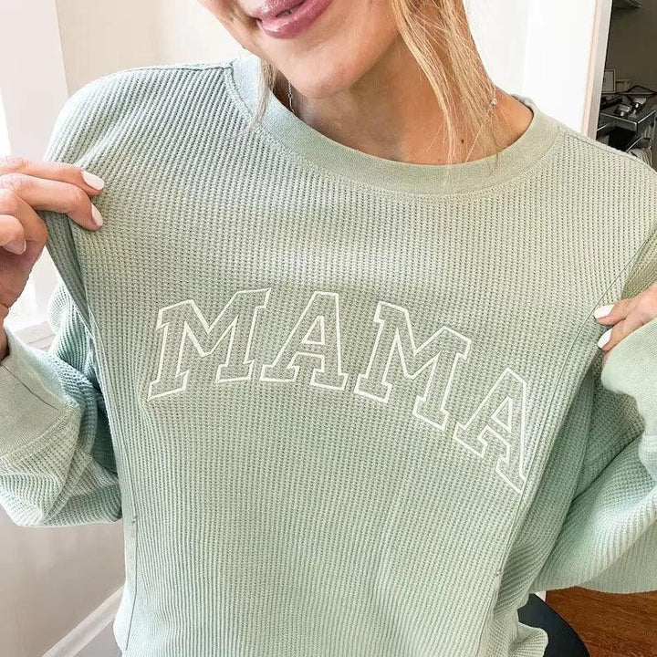 Waffle Knit Mama With Zippers Breastfeeding Sweatshirt - Giftifymama